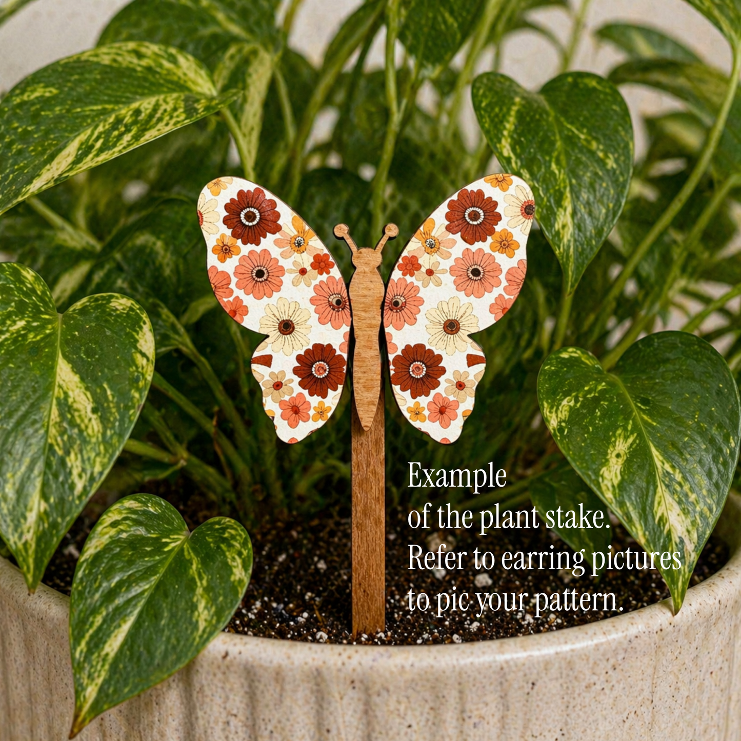 Floral Butterfly Wood Dangle (4 Patterns Available)