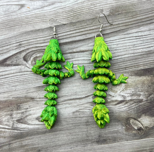 NOV CLEARANCE 3D Printed Dragon Earrings (Green)