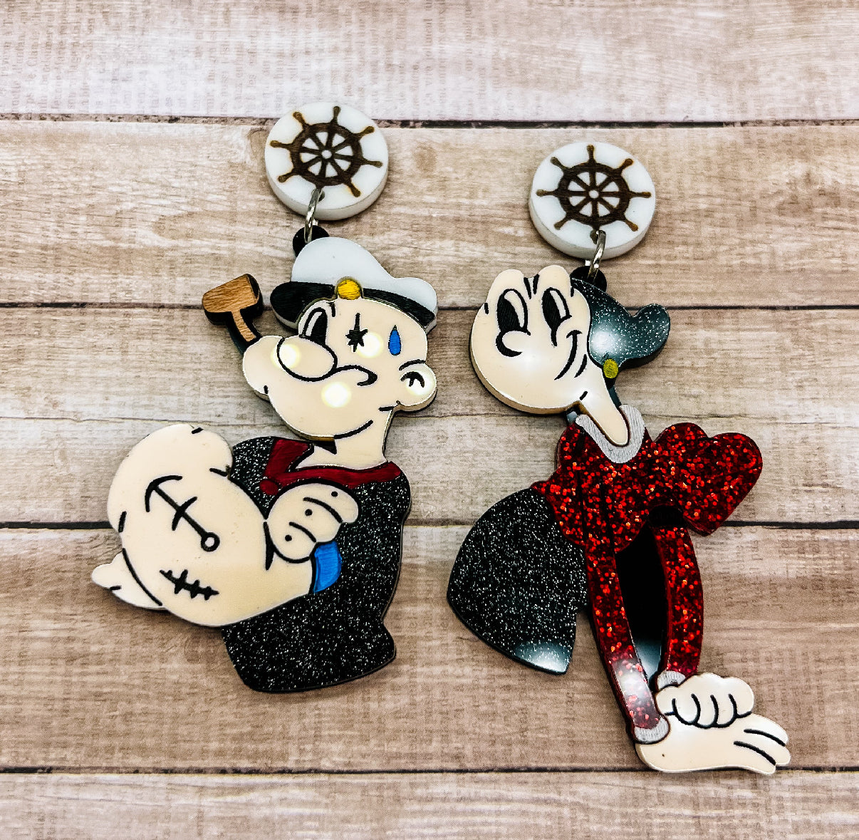 NOV CLEARANCE Popeye & Olive Oil Dangles