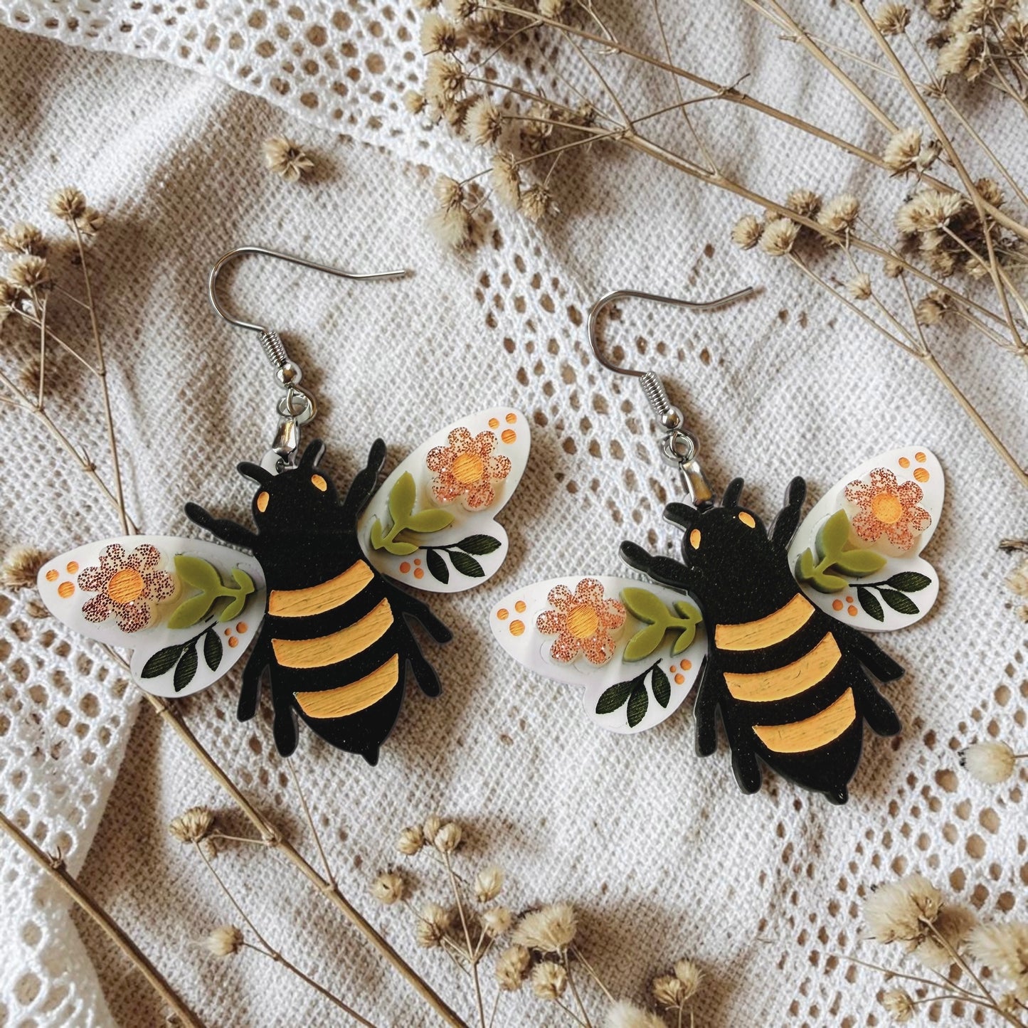 Floral Bee Dangle