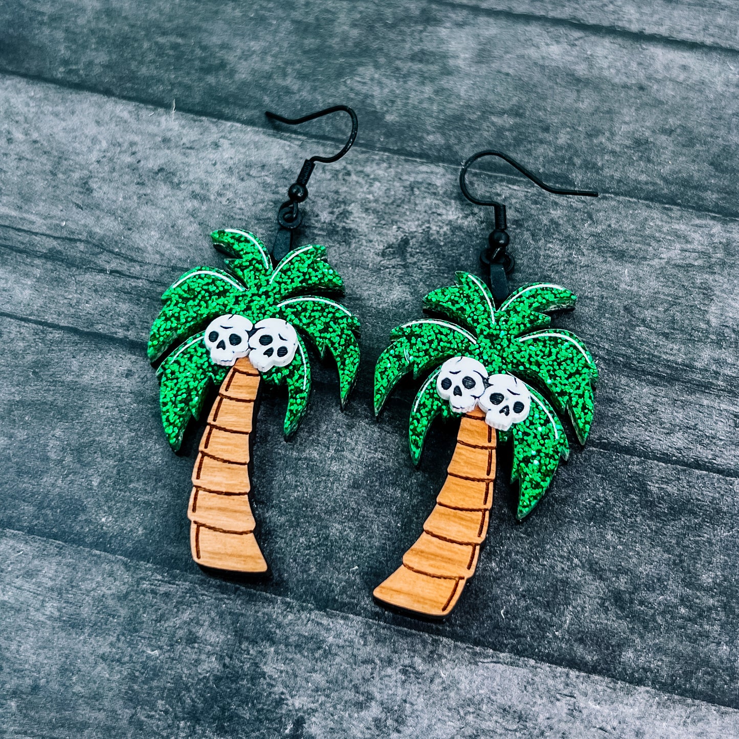 Skull Palm Tree Dangles