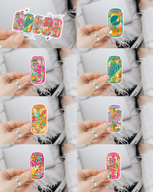 Floral Soda Vinyl Decals (8 Designs Available)