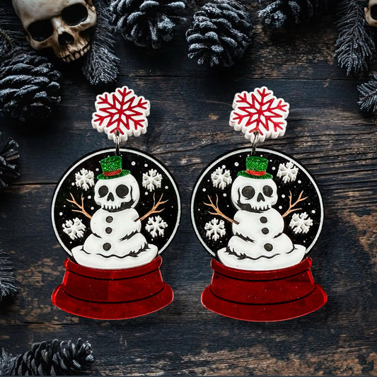 Spooky Snowman Snow Globe Dangles