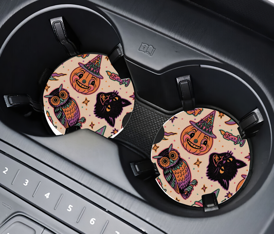 Vintage Halloween Car Coaster Set