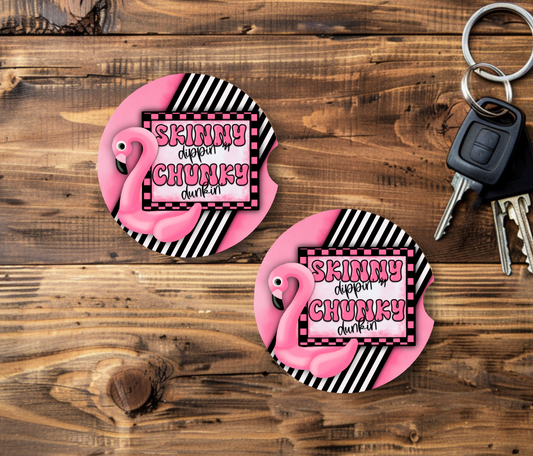 Flamingo Skinny Dippin’ Car Coaster Set