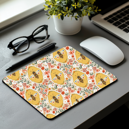 Floral Bee Mouse Pad