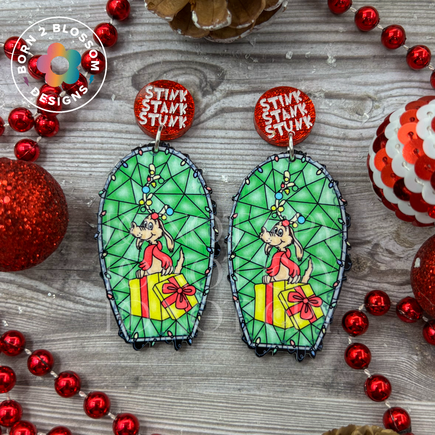 Grinch Stained Glass Dangles