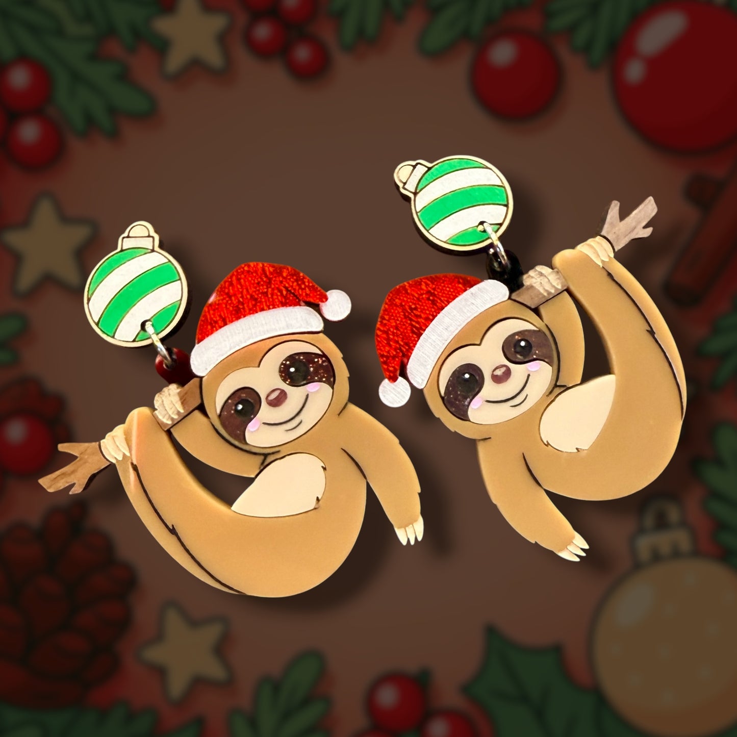 Christmas Sloth Dangles