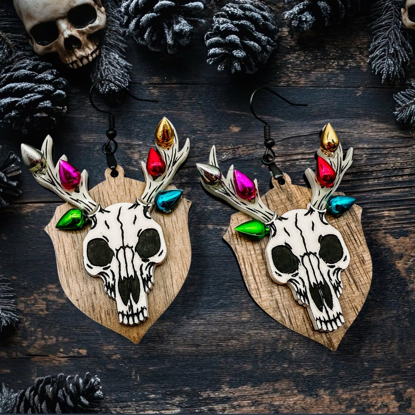 Festive Reindeer Skull Dangles