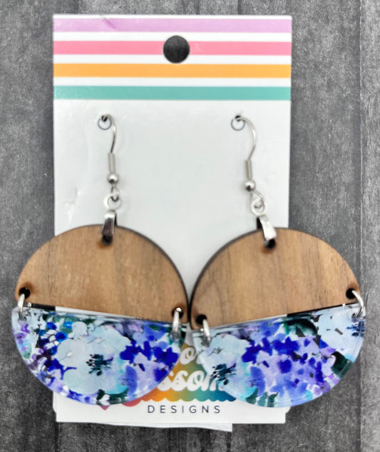MAY Clearance Violet Floral Circle Dangles