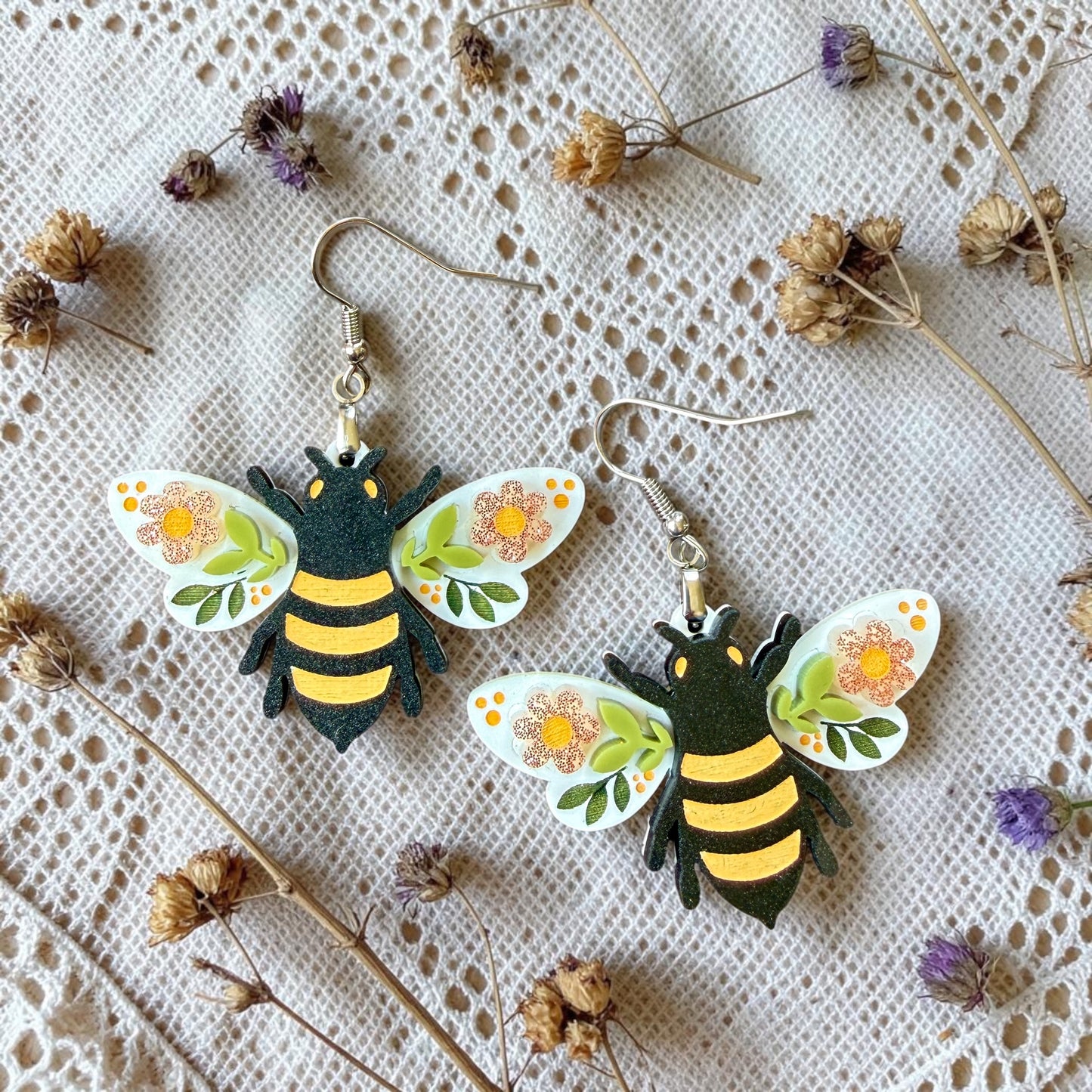 Floral Bee Dangle