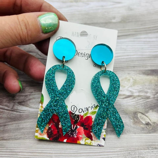 CLEARANCE Ovarian Cancer Ribbon Dangles