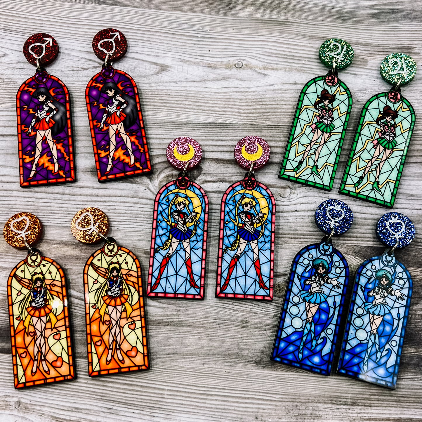 Sailor Stained Glass Dangles (All Characters)