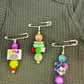 Fall / Halloween Beaded Safety Pin Brooches