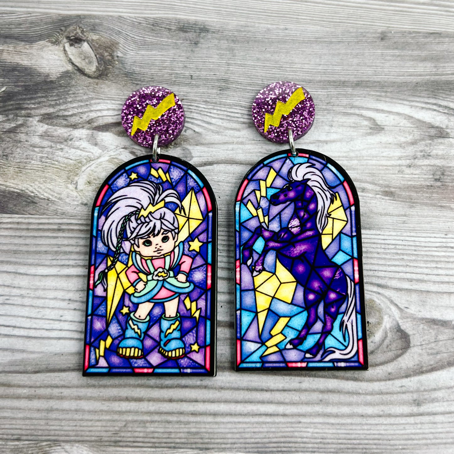 Rainbow Brite Stained Glass Dangles (4 Different Designs)