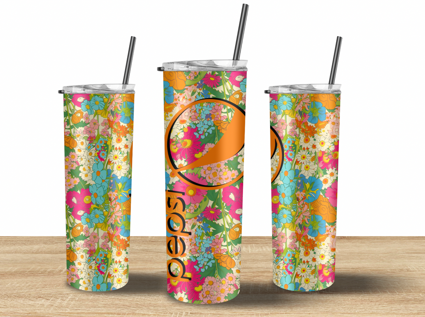 Floral Pepsi Tumbler