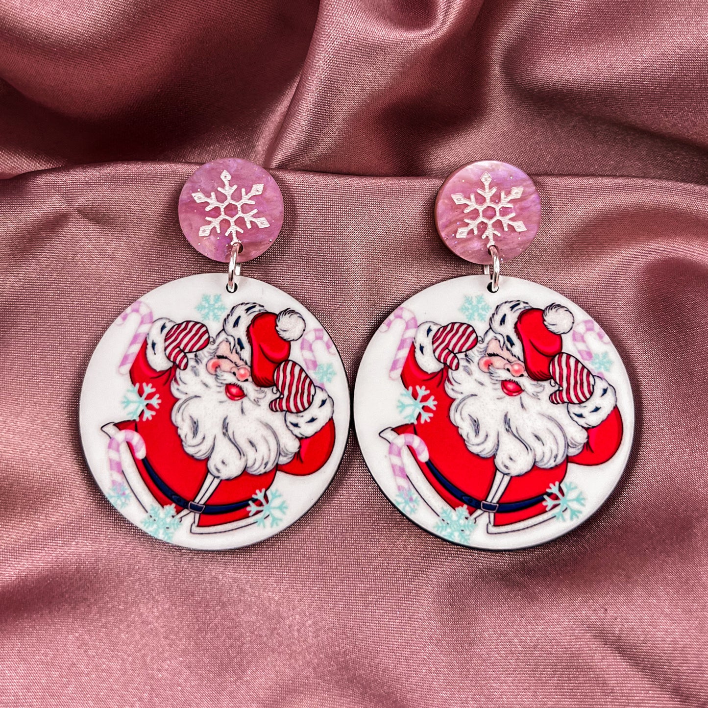 Jolly Pastel Santa Dangles