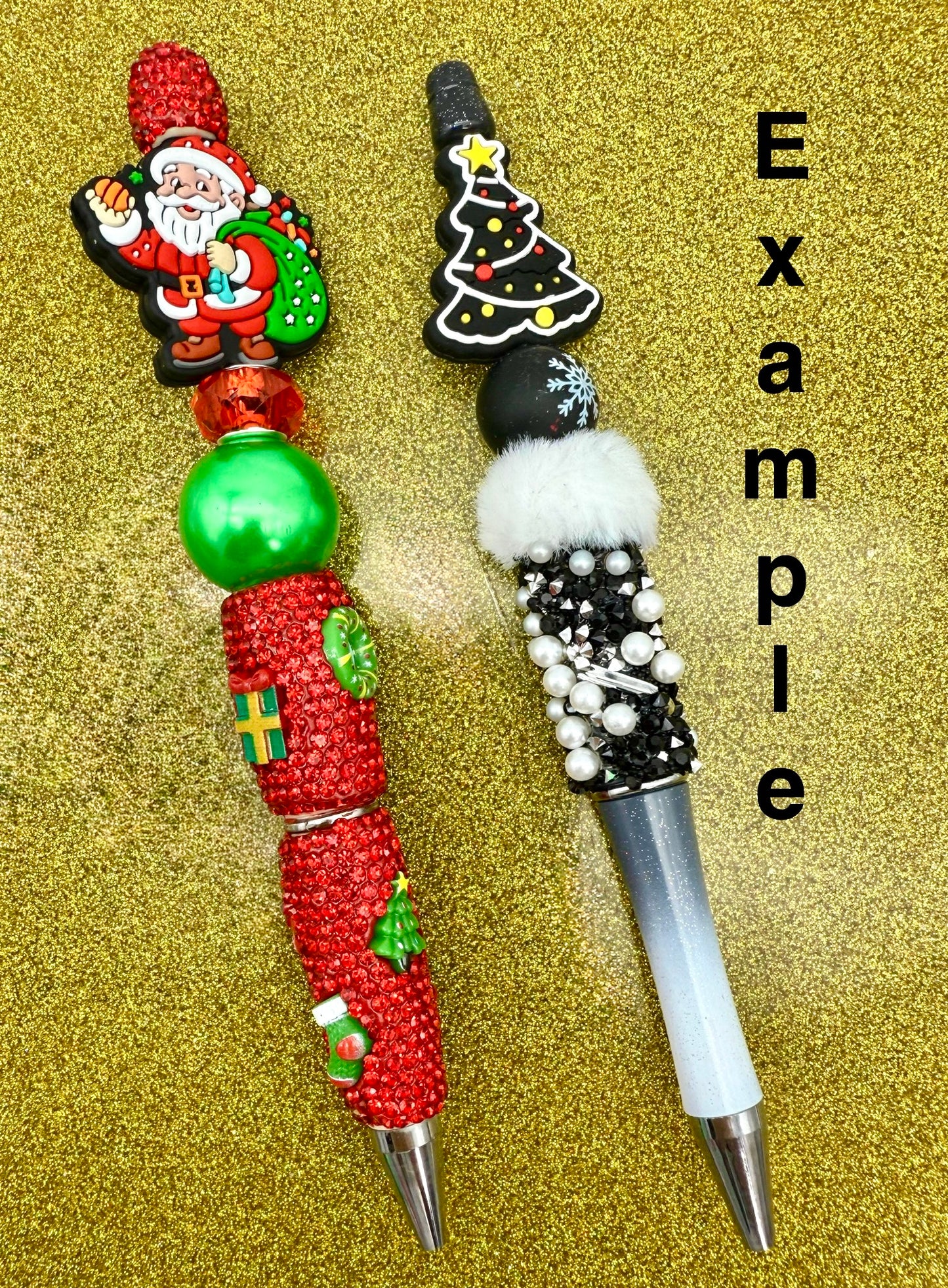 2 Piece Fancy Christmas Pen DIY Beadable Pen Mini Kits
