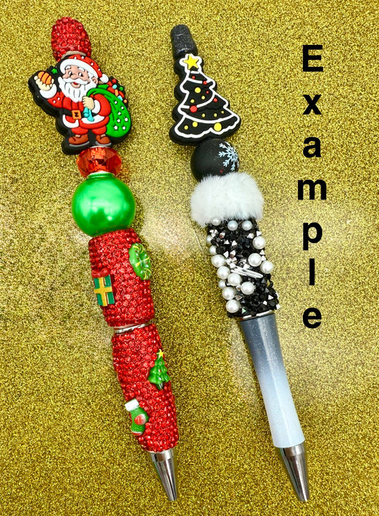 2 Piece Fancy Christmas Pen DIY Beadable Pen Mini Kits