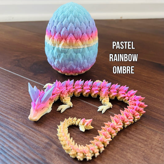 3D Printed Crystal Dragon & Egg (Multiple Colors Available)