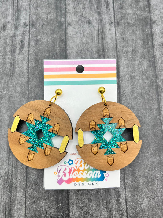 MAY Clearance Aztec Turquoise Circle Dangles