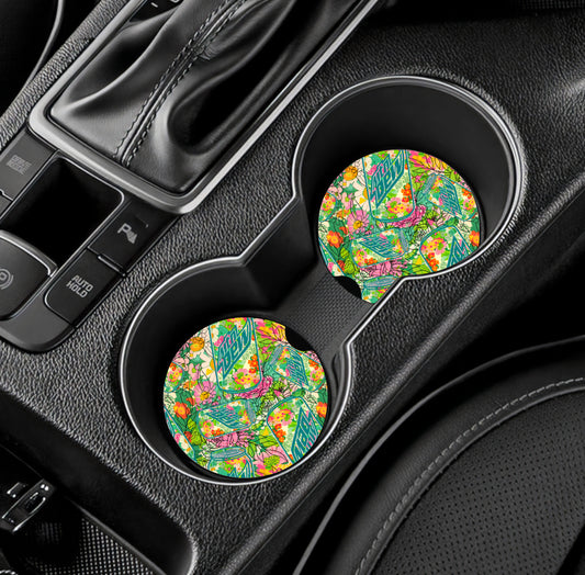 Floral Mountain Dew Car Coaster Set