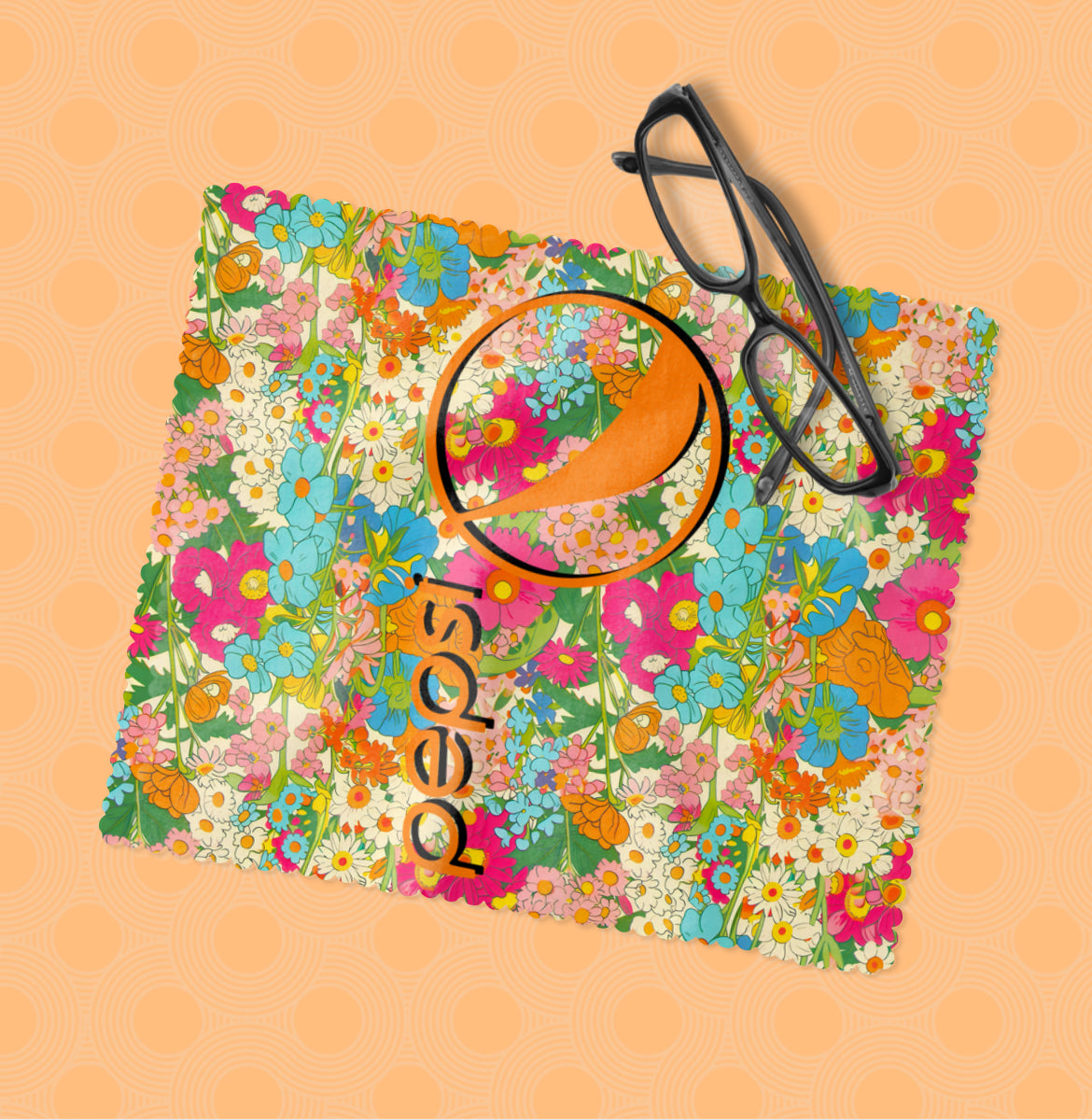 Floral Pepsi Eyeglass Cleaning Cloth