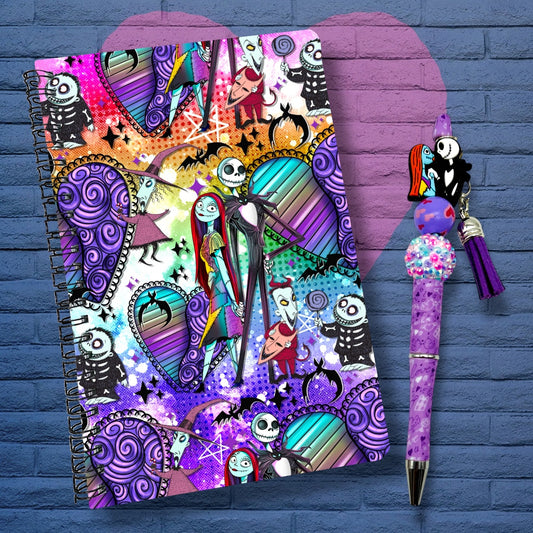 Jack & Sally Purple Notebook & Pen Set