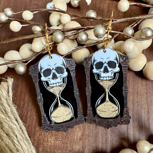 Skull Hour Glass Dangles