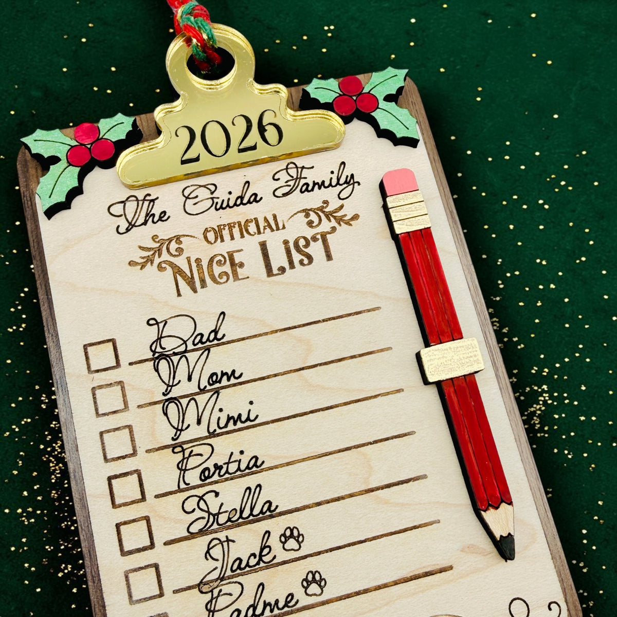 2026 Santa’s Nice List Personalized Family Christmas Ornament