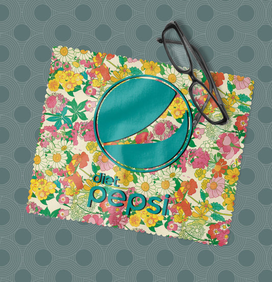 Floral Diet Pepsi Eyeglass Cleaning Cloth