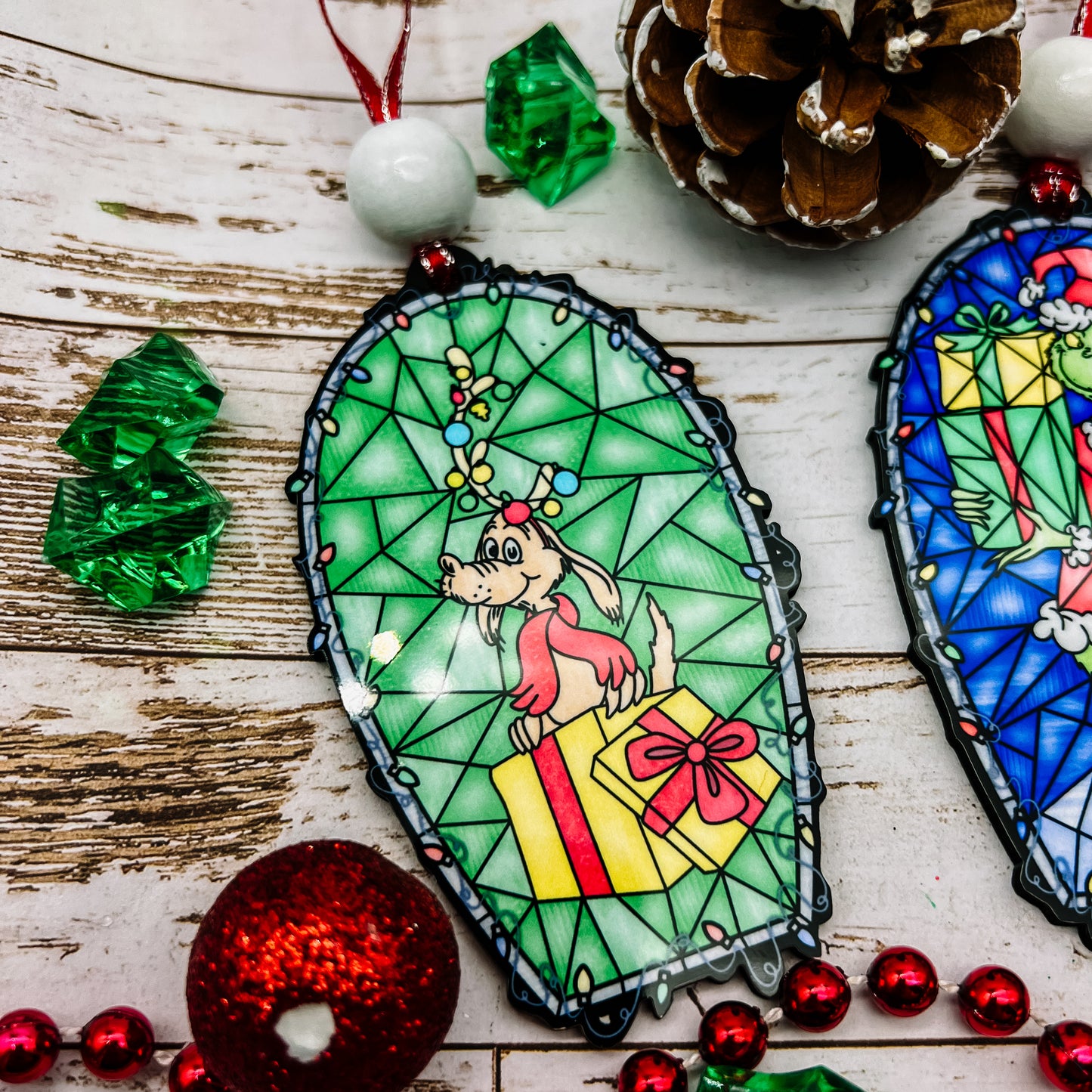 Grinch Stained Glass Ornaments (All Characters)