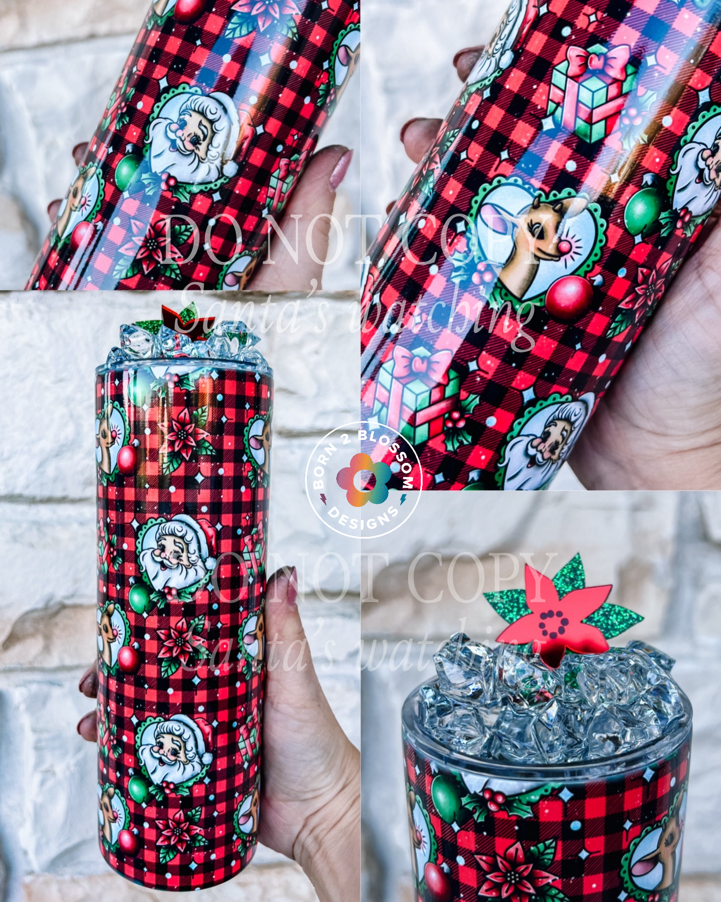 Buffalo Plaid Santa Tumbler