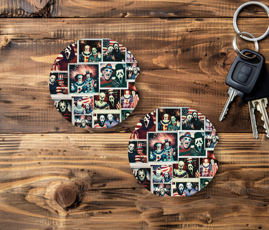 Patriotic Horror Car Coaster Set