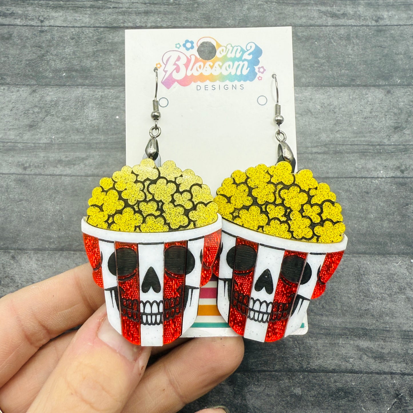 NOV CLEARANCE Popcorn Skull Dangles