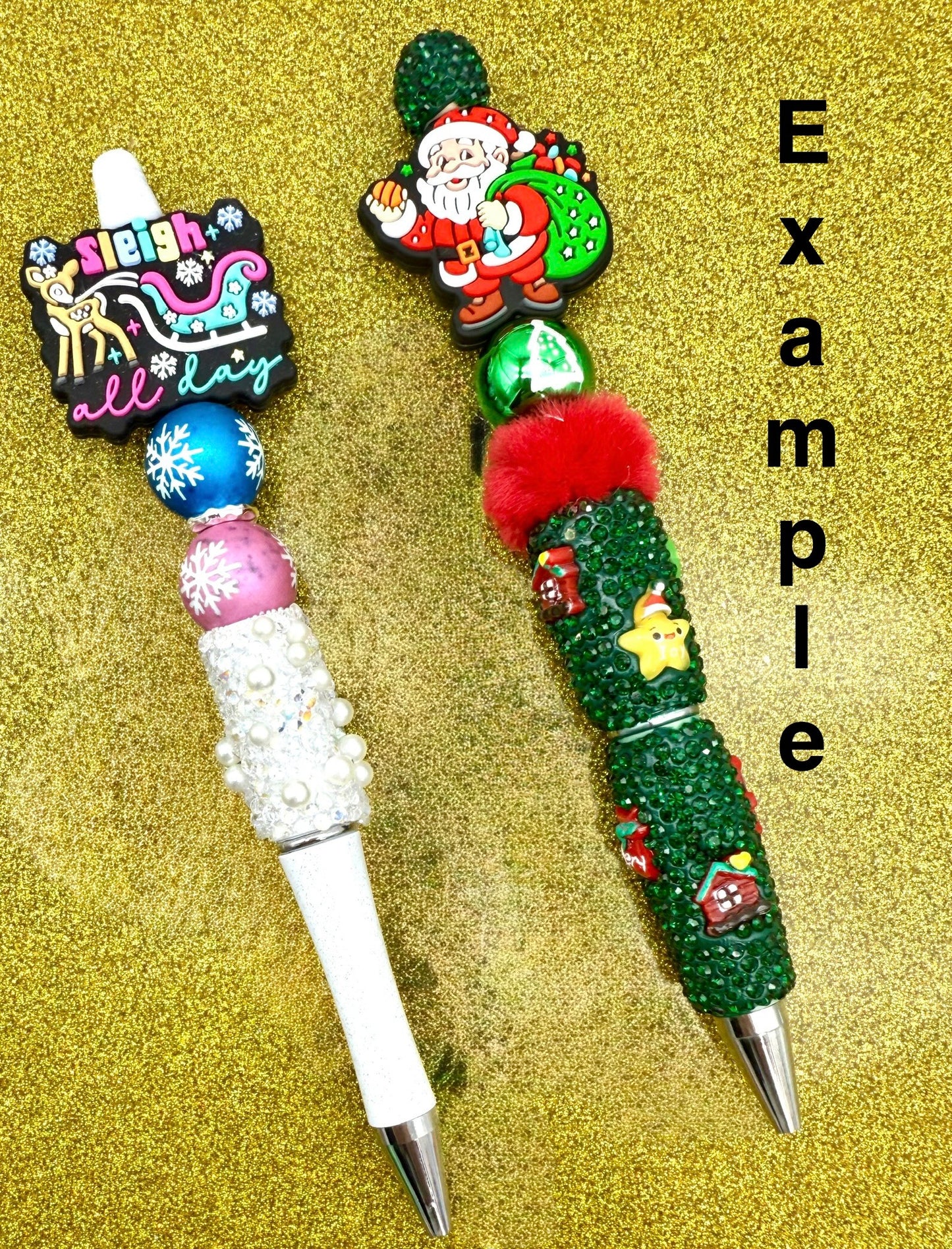 2 Piece Fancy Christmas Pen DIY Beadable Pen Mini Kits