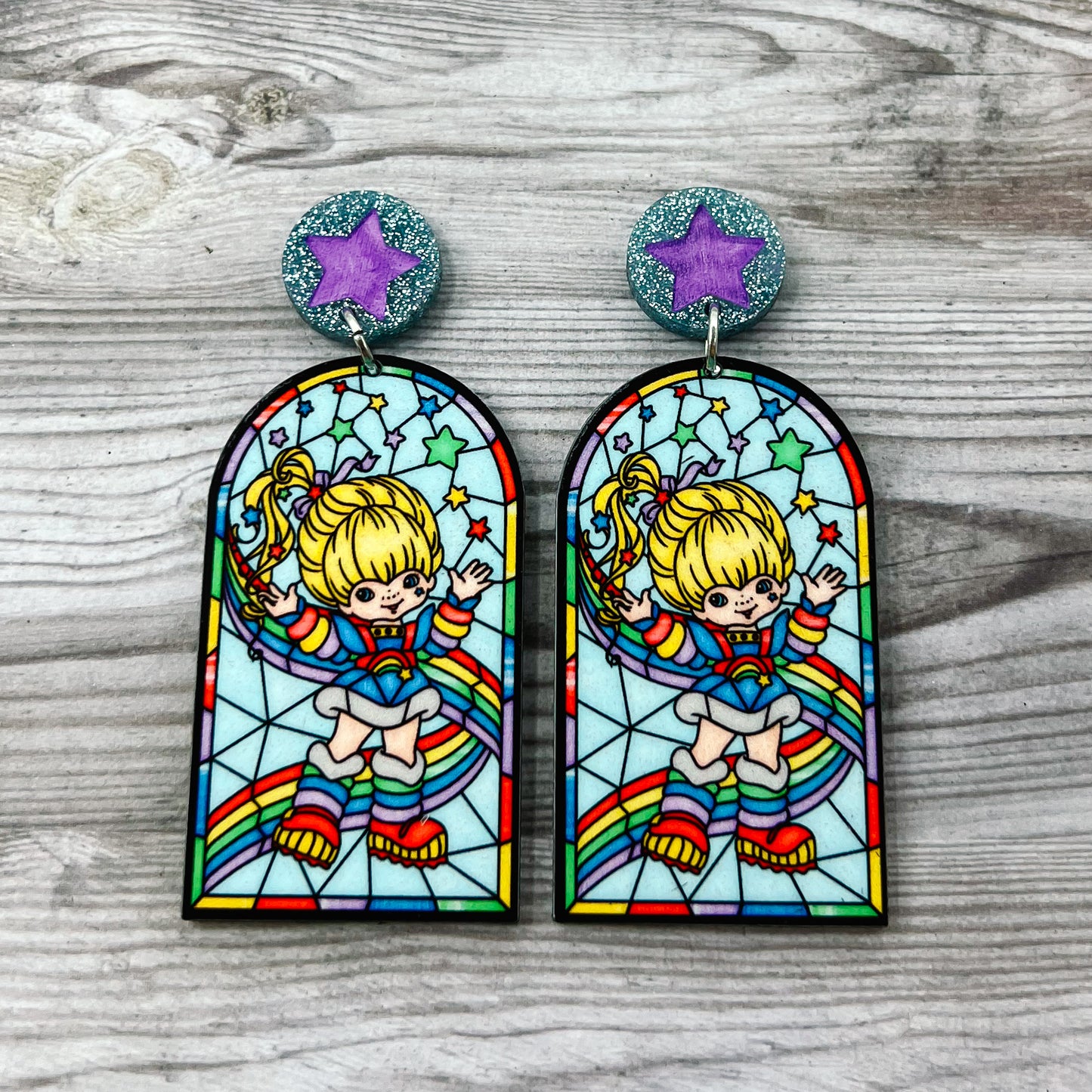 Rainbow Brite Stained Glass Dangles (4 Different Designs)