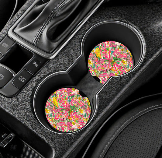 Floral Coca Cola Car Coaster Set