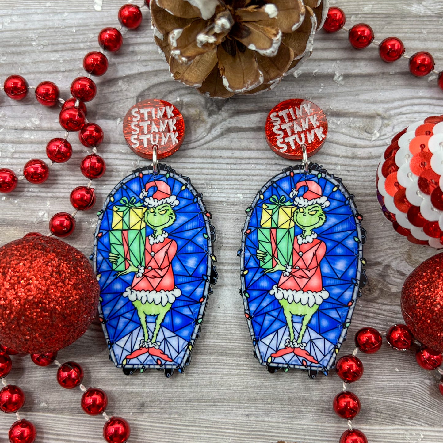 Grinch Stained Glass Dangles