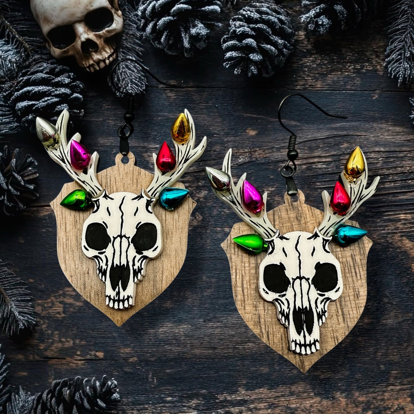 Festive Reindeer Skull Dangles