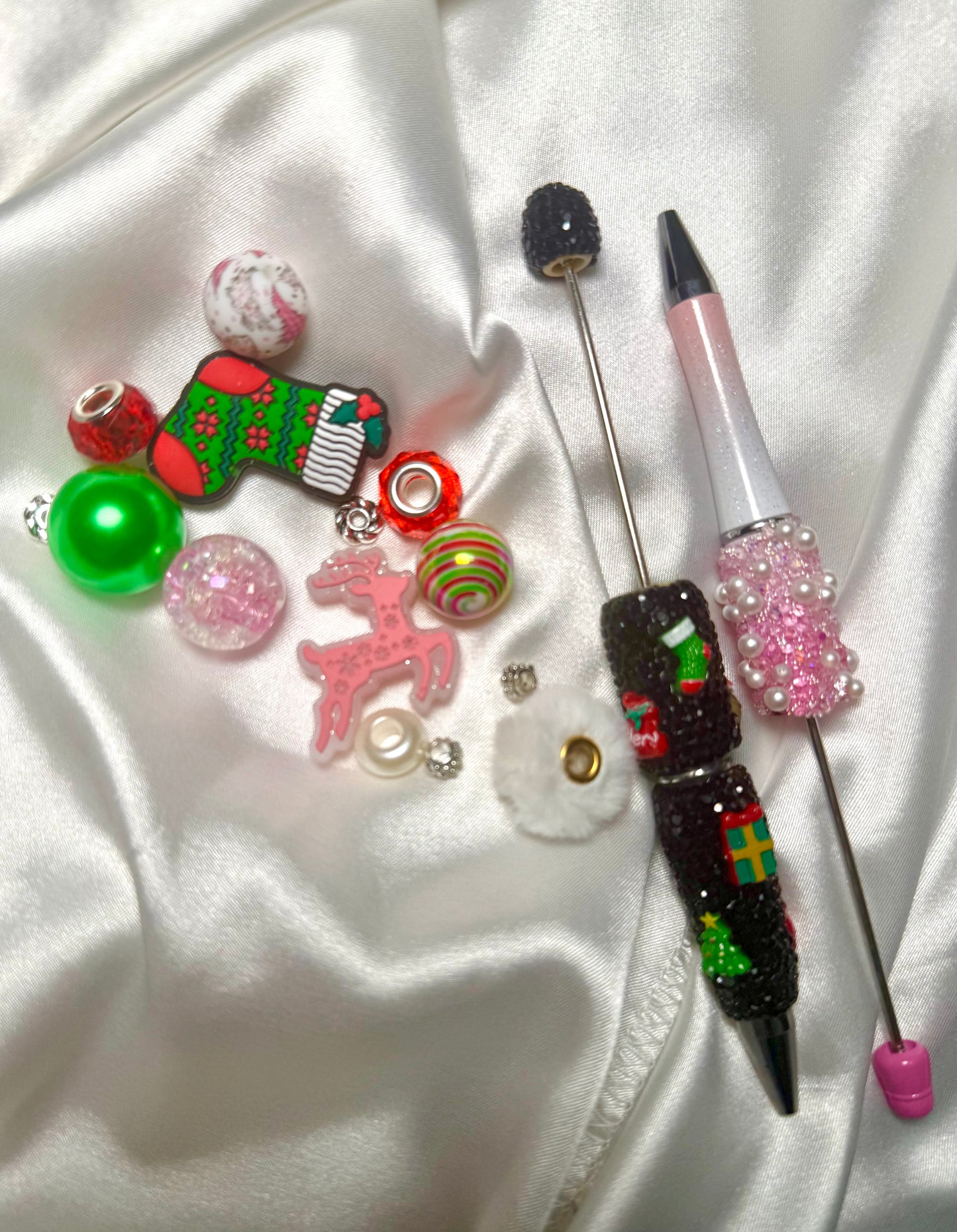 2 Piece Fancy Christmas Pen DIY Beadable Pen Mini Kits