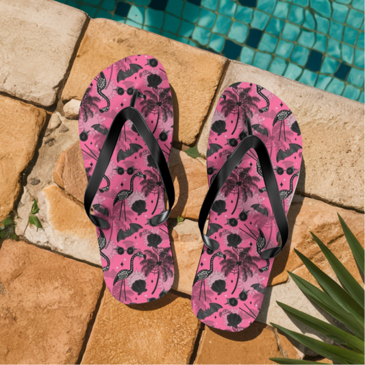 Skeleton Flamingo Flip Flops