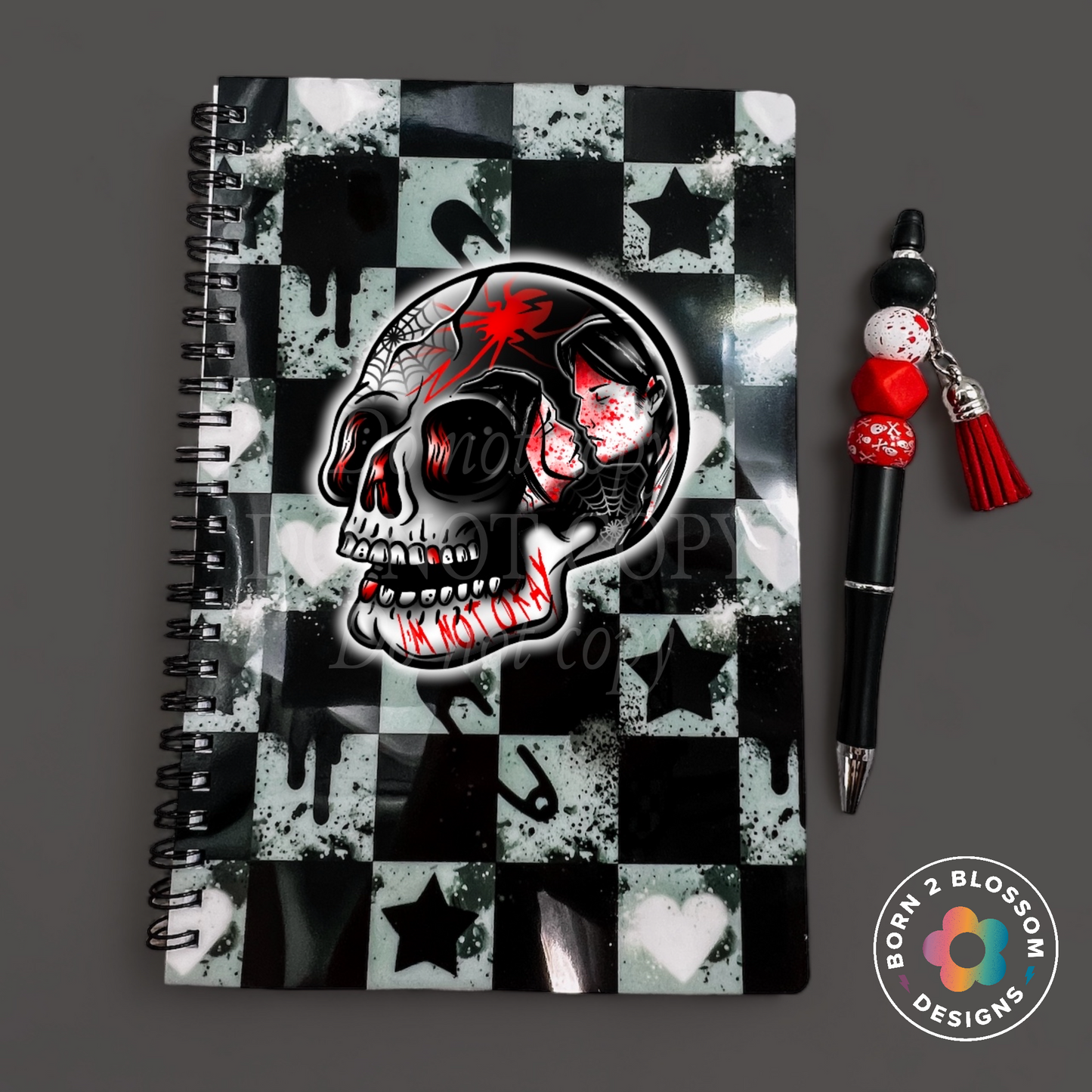 Emo Skull Notebook & Pen (6 Different Bands)