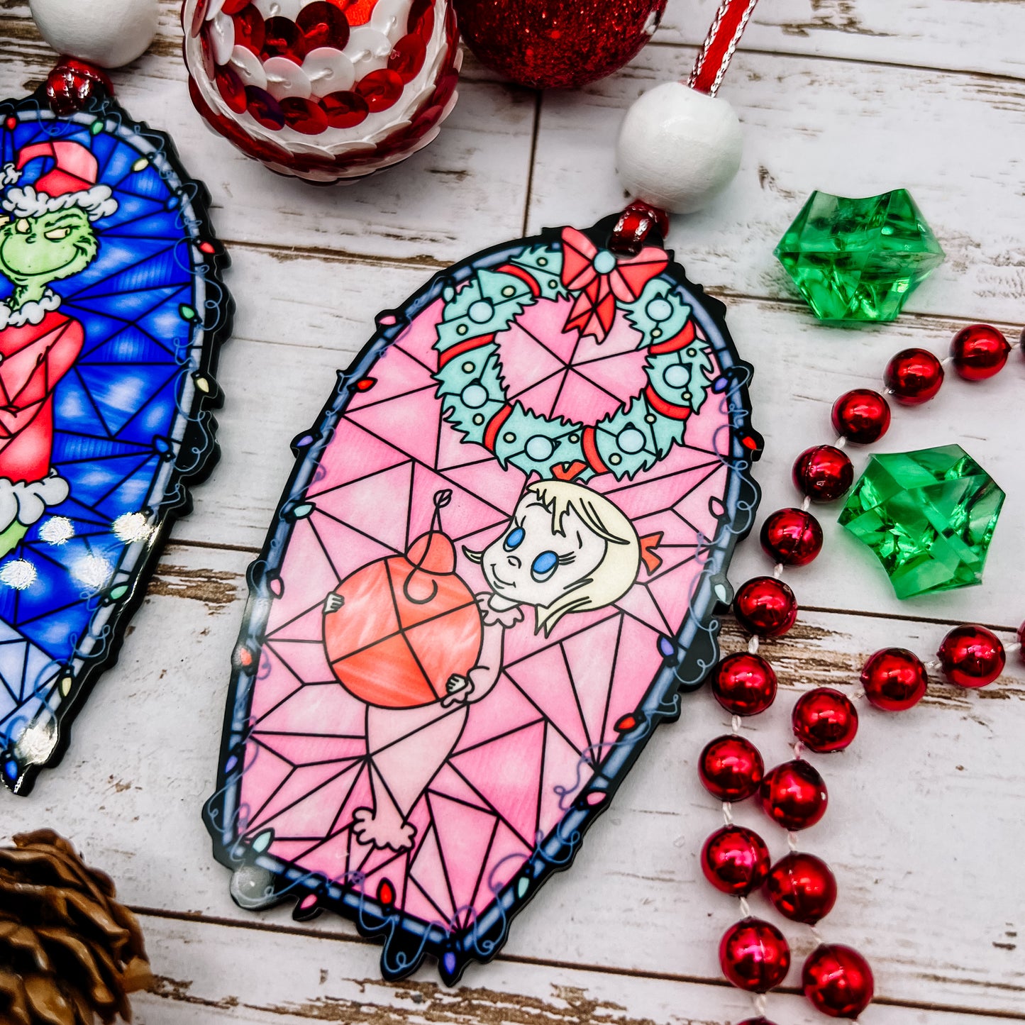 Grinch Stained Glass Ornaments (All Characters)