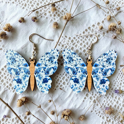 Floral Butterfly Wood Dangle (4 Patterns Available)