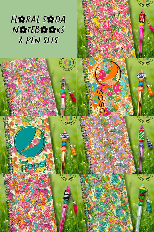 Floral Soda Notebook & Pen Set (7 Designs Available!)