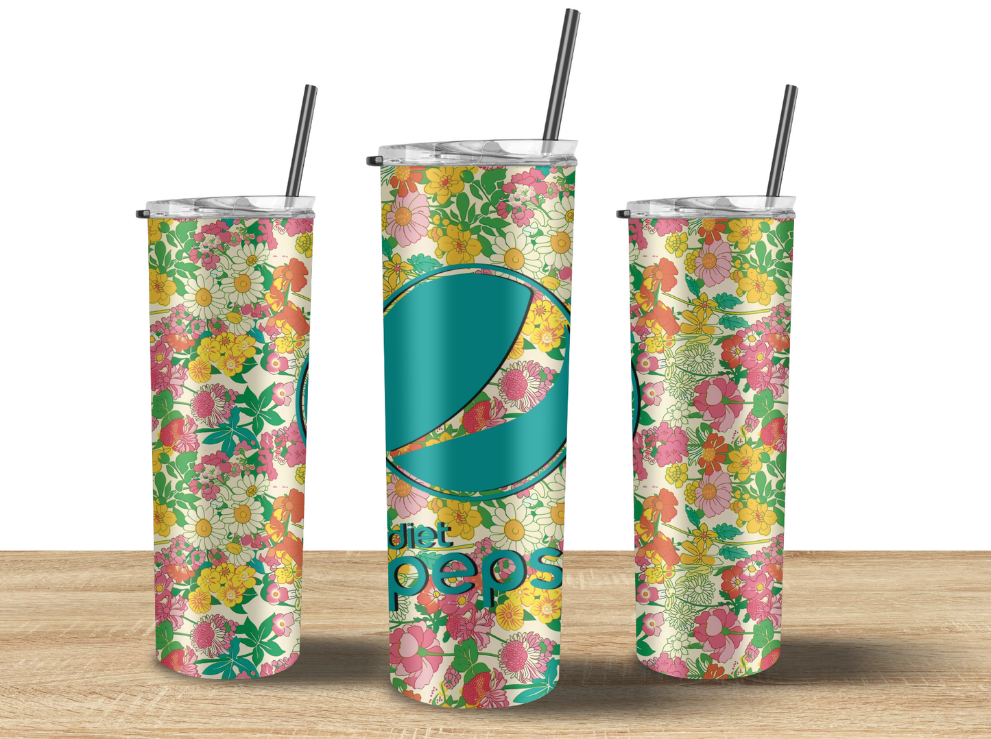 Floral Diet Pepsi Tumbler