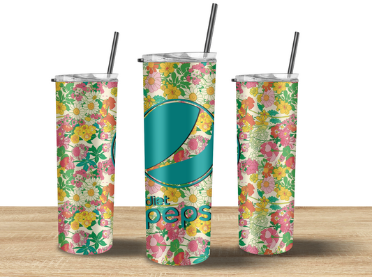 Floral Diet Pepsi Tumbler