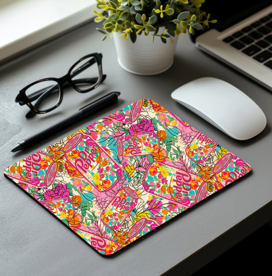 Floral Dr Pepper Mouse Pad