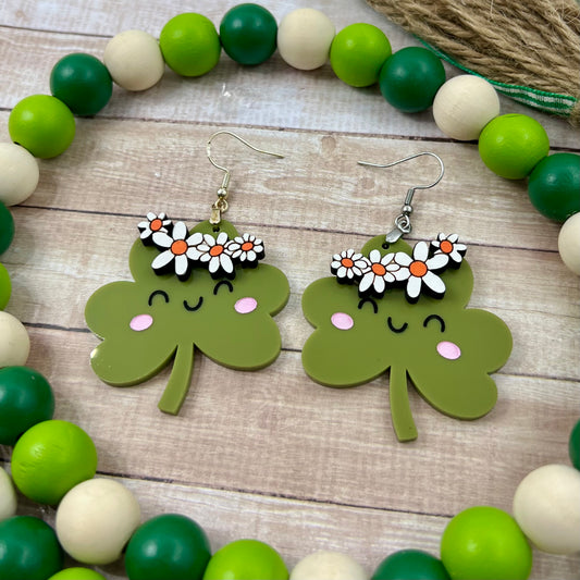 Boho Floral Shamrock Dangles